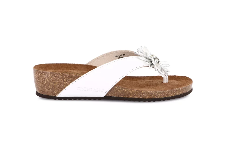 Infradito in sughero con leggera zeppa | MEMI CC0067 - BIANCO | Grünland