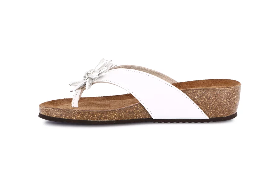 Infradito in sughero con leggera zeppa | MEMI CC0067 - BIANCO | Grünland