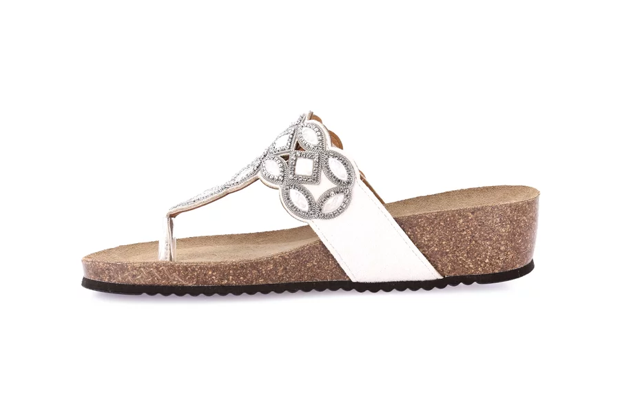 Cork flip-flops with light wedge | MEMI CC0111 - WHITE | Grünland