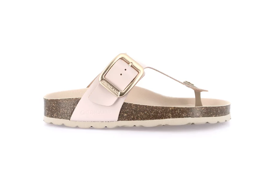 Cork flip-flops with maxi buckle CC0208 - PINK | Grünland