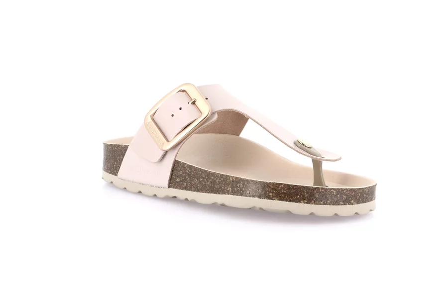 Cork flip-flops with maxi buckle CC0208 - PINK | Grünland