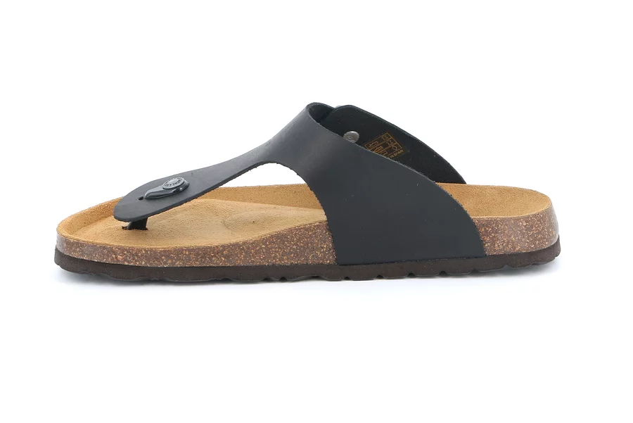 Men's Flip-Flop in Cork | BOBO CC1637 - BLACK | Grünland