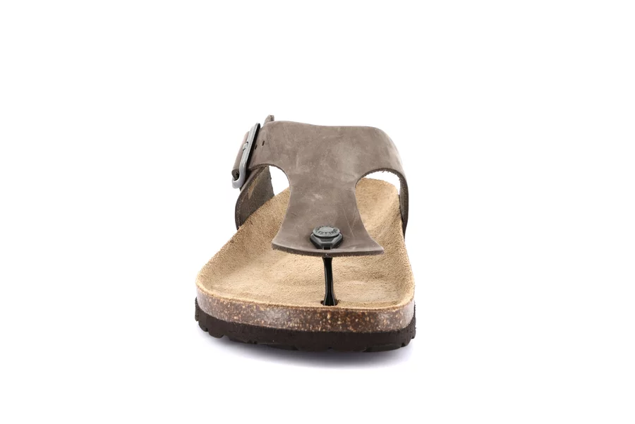 Men's flip-flop slipper in leather | BOBO CC3007 - TAUPE | Grünland