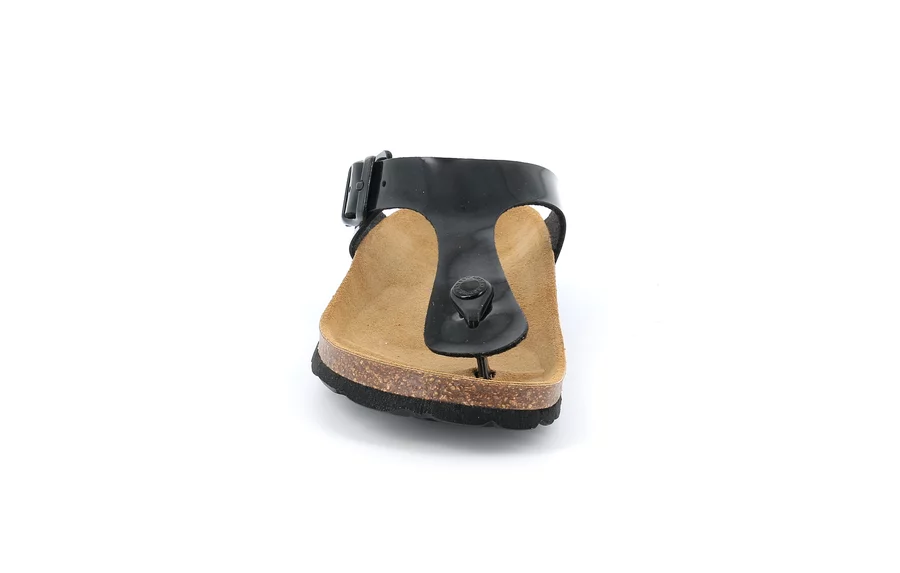 Patent leather Flip-flop | SARA CC4025 - NERO-NERO | Grünland