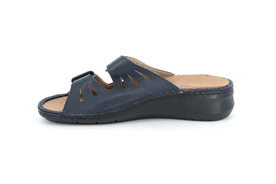 Comfort slipper in leather | DAMI CE0255 - BLUE | Grünland