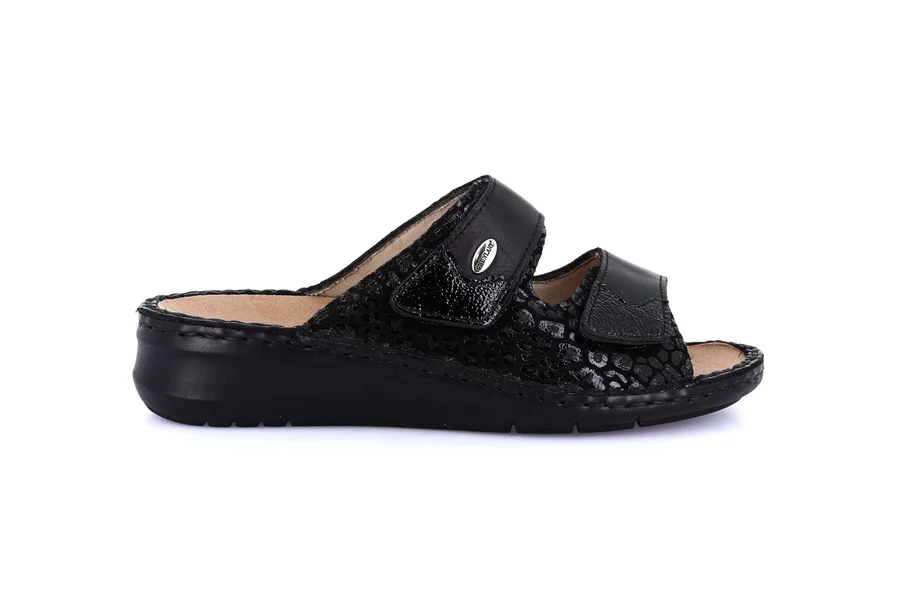 Comfort slipper in leather | DAMI CE0256 - BLACK | Grünland