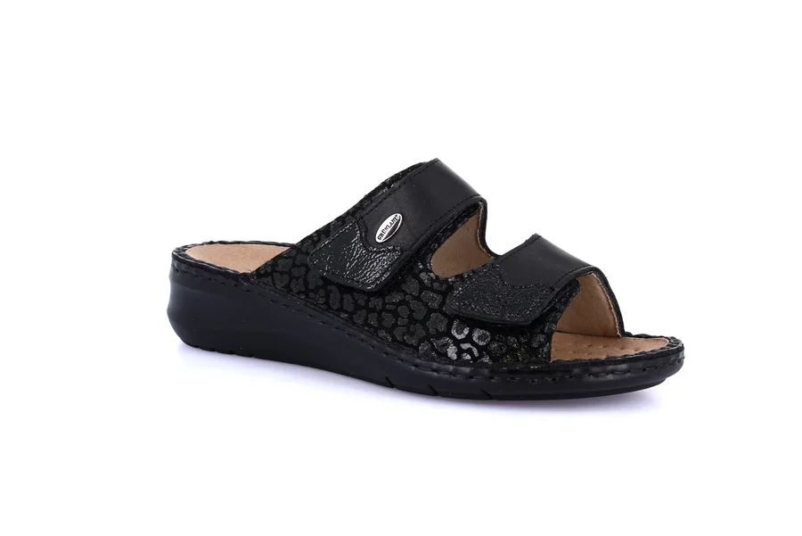 Comfort slipper in leather | DAMI CE0256 - BLACK | Grünland