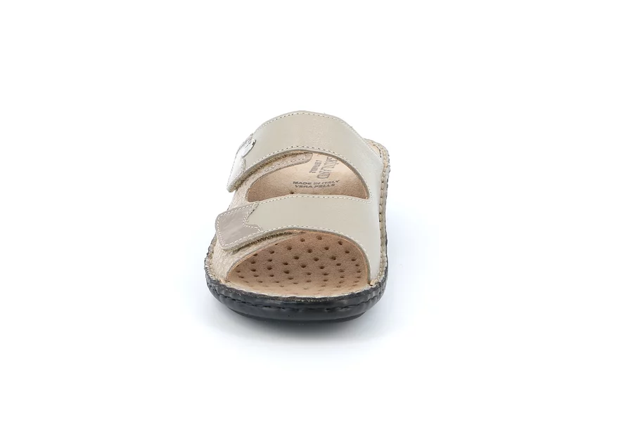 Comfort slipper in leather | DAMI CE0256 - PLATINO | Grünland