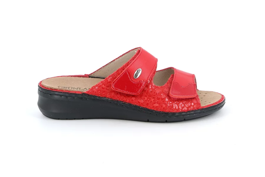 Comfort slipper in leather | DAMI CE0256 - RED | Grünland