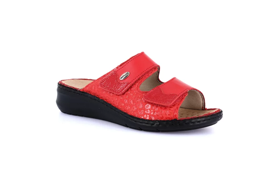 Comfort slipper in leather | DAMI CE0256 - RED | Grünland