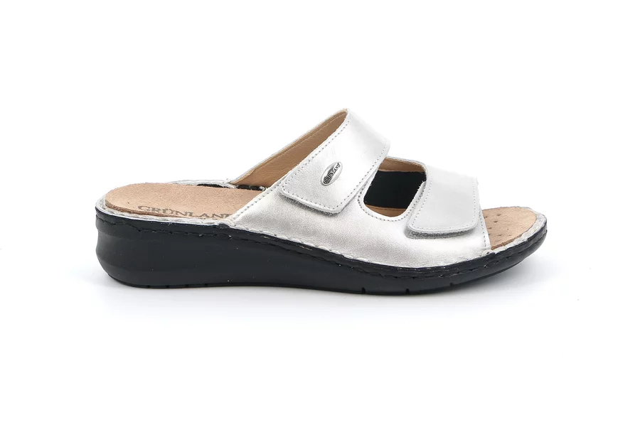 Komfort-Sandalen aus echtem Leder | DAMI CE0259 - SILBER | Grünland