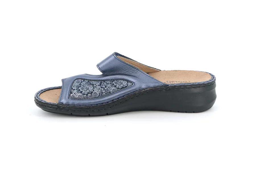 Comfort slipper in genuine leather | DAMI CE0259 - BLUE | Grünland