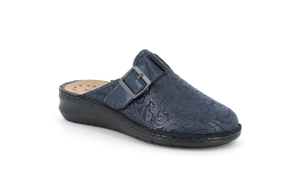 Women's stretch slipper with damask effect | DAMI CE0268 - BLUE | Grünland