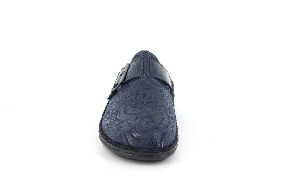 Women's stretch slipper with damask effect | DAMI CE0268 - BLUE | Grünland