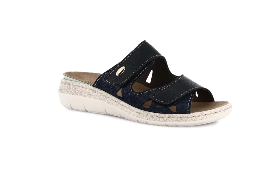 Grunland Ciabatte Comfort Donna DASA CE0764 - Blu, Con Strappo Regolabile, Plantare Estraibile DRY SOFT E Suola In Gomma