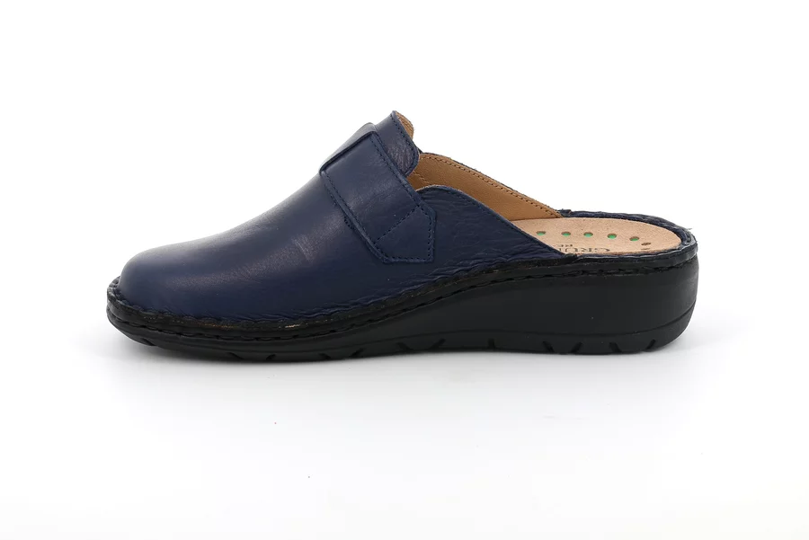Comfort slipper in leather with buckle CE0845 - BLUE | Grünland