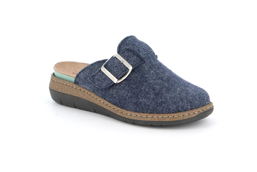Slipper in genuine wool felt | DASA CE0865 - BLUE | Grünland
