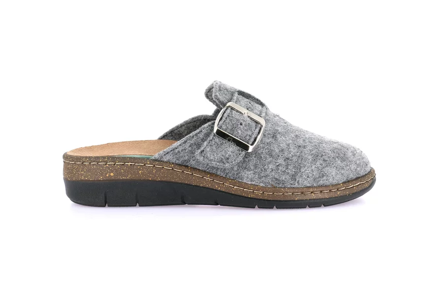 Slipper in genuine wool felt | DASA CE0865 - GREY | Grünland