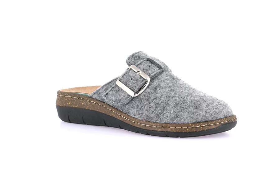 Slipper in genuine wool felt | DASA CE0865 - GREY | Grünland