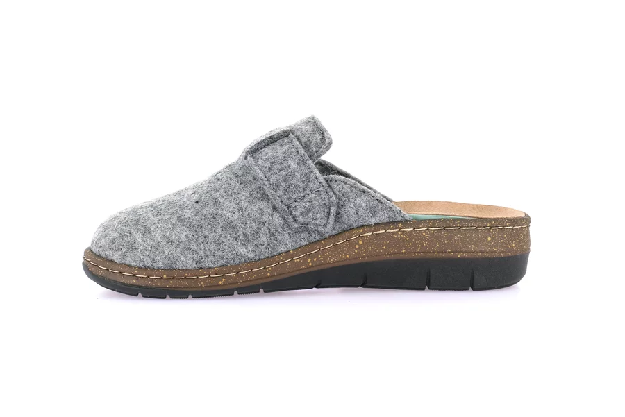 Slipper in genuine wool felt | DASA CE0865 - GREY | Grünland