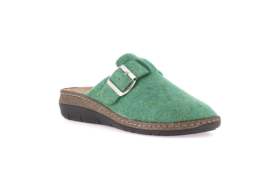 Slipper in genuine wool felt | DASA CE0865 - GREEN | Grünland