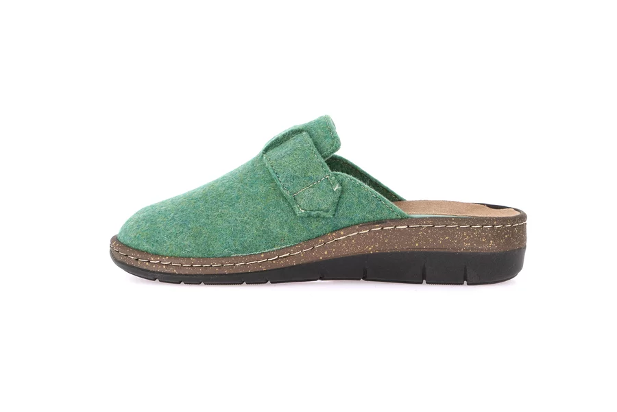 Slipper in genuine wool felt | DASA CE0865 - GREEN | Grünland