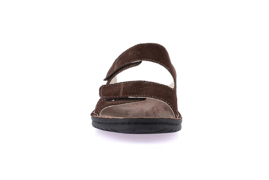 Leather slipper with double hook-and-loop | LAPO CI0870 - TESTA DI MORO | Grünland