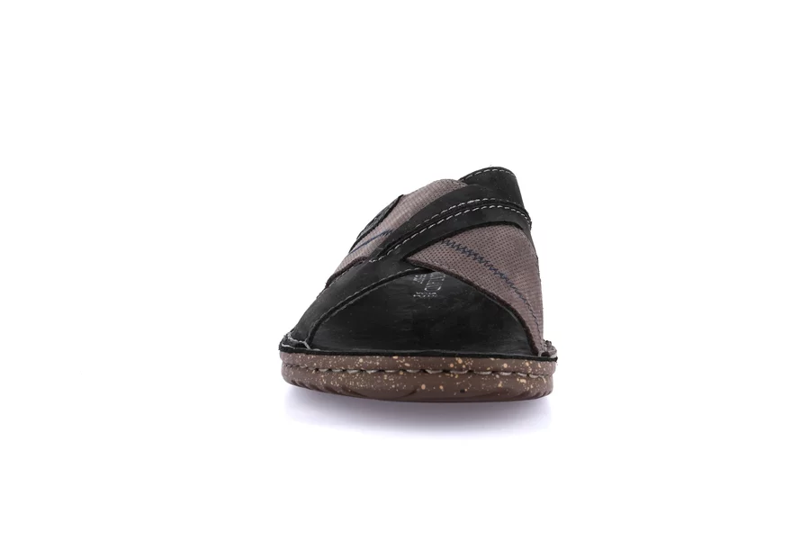 Slipper with crossed bands | LAPO CI1888 - NERO-PIOMBO | Grünland