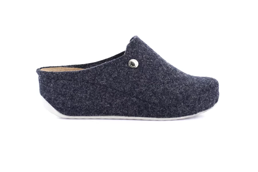 Recycled wool slipper with wedge | RAPY CI2435 - BLUE | Grünland