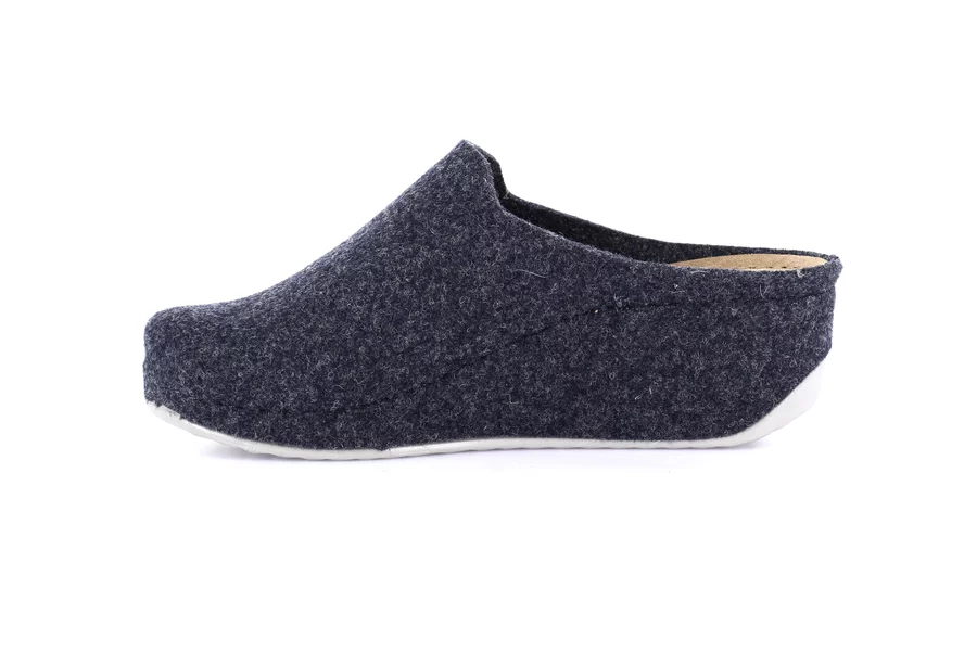 Recycled wool slipper with wedge | RAPY CI2435 - BLUE | Grünland