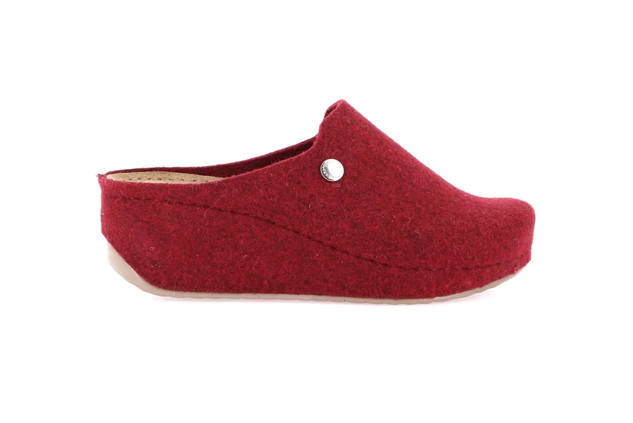 Recycled wool slipper with wedge | RAPY CI2435 - BORDEAUX | Grünland