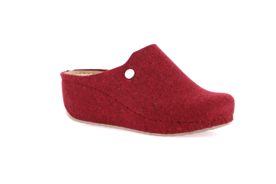 Recycled wool slipper with wedge | RAPY CI2435 - BORDEAUX | Grünland