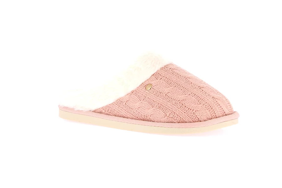 Knitted and plush slipper | KANT CI2475 - PINK | Grünland