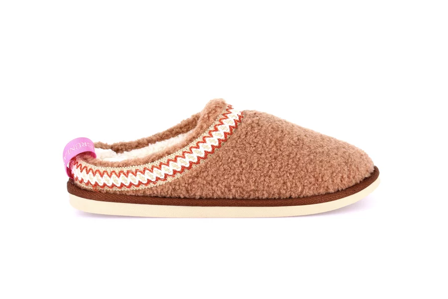 Ciabatta etnica in teddy | KANT CI2476 - CUOIO | Grünland