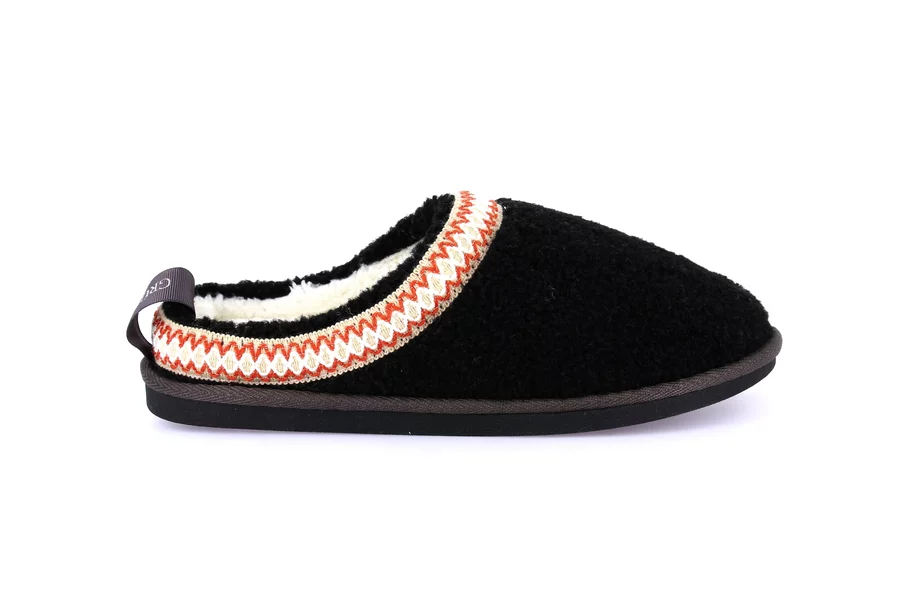 Ciabatta etnica in teddy | KANT CI2476 - NERO | Grünland