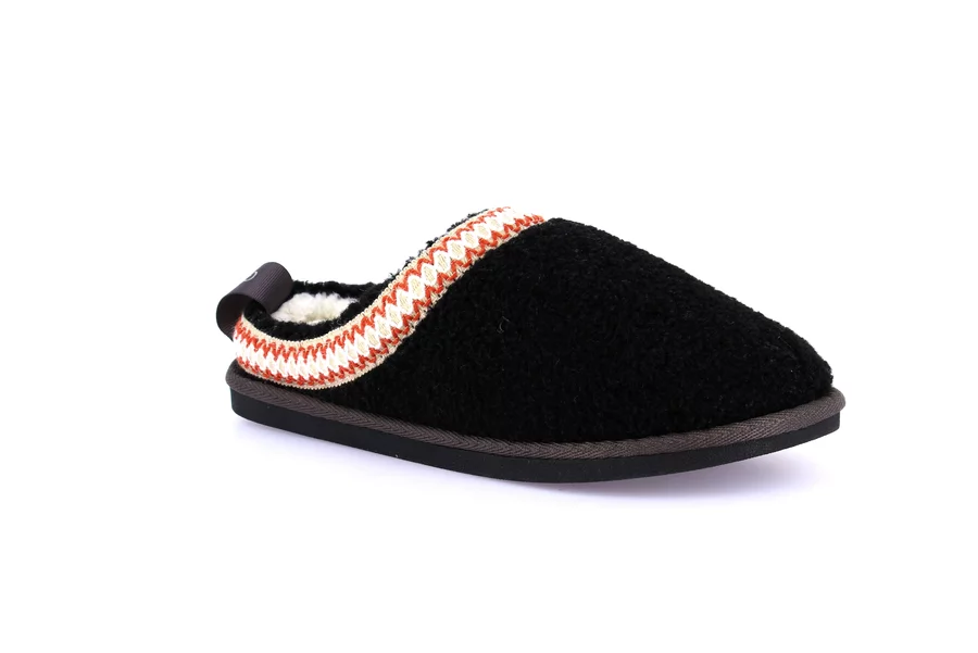 Ciabatta etnica in teddy | KANT CI2476 - NERO | Grünland