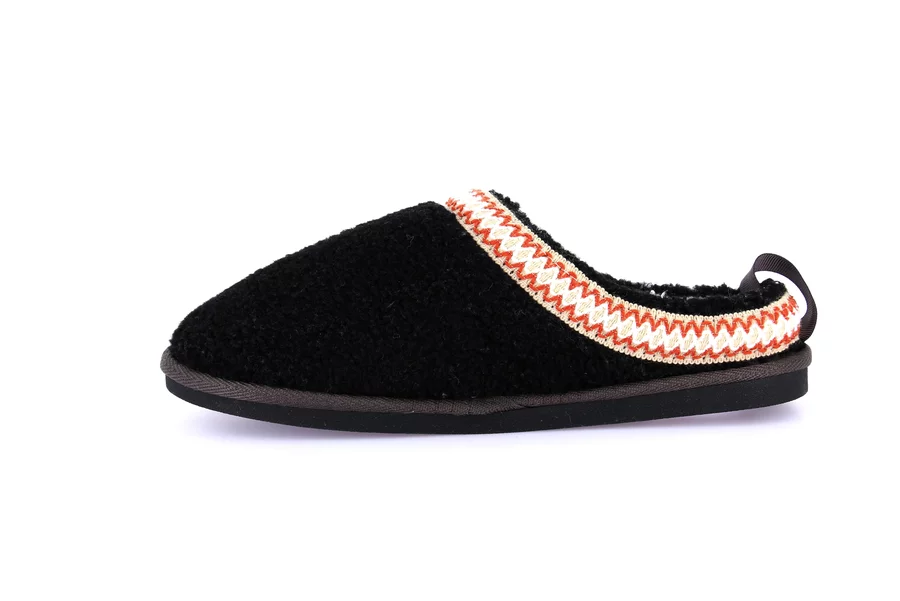 Ciabatta etnica in teddy | KANT CI2476 - NERO | Grünland