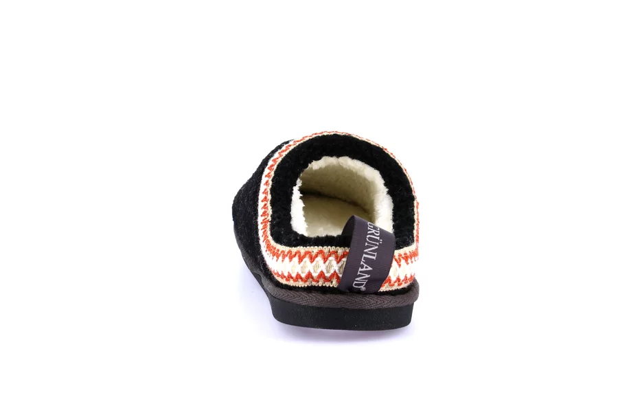 Ciabatta etnica in teddy | KANT CI2476 - NERO | Grünland