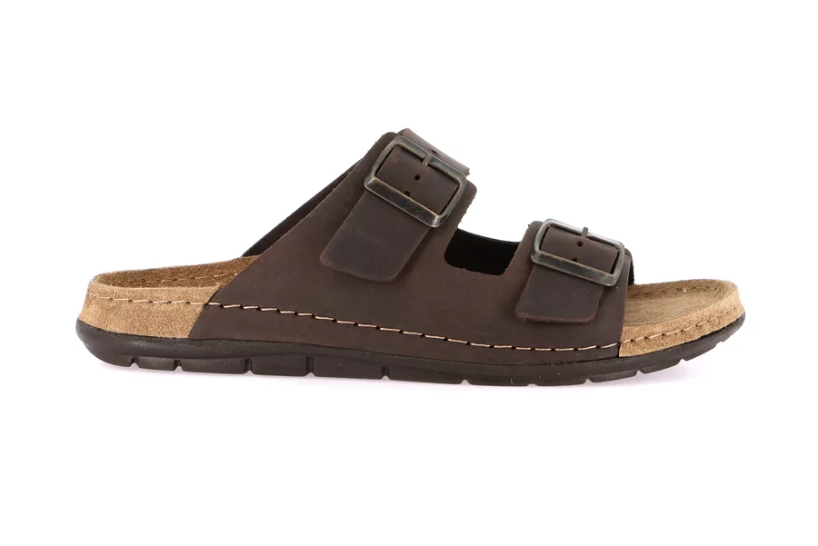 Men's slipper with double buckle | SIRU  CI2500 - TESTA DI MORO | Grünland