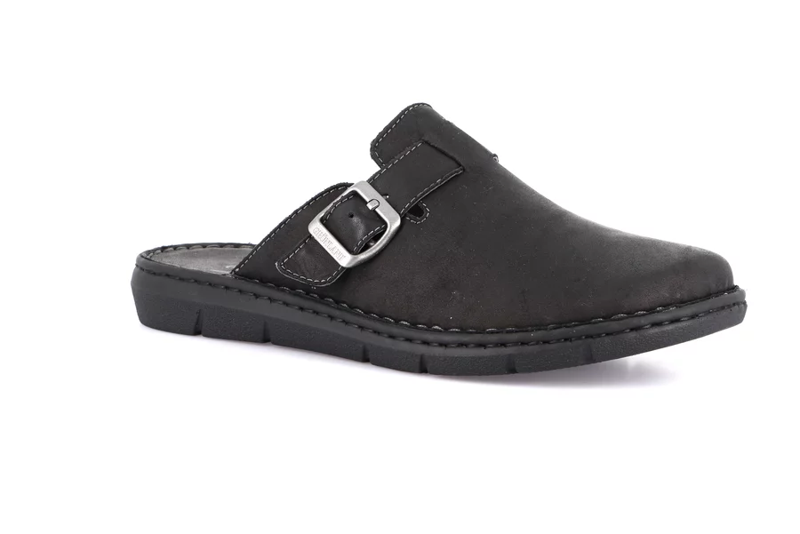 Sabot for men in genuine leather | EBRO CI2516 - BLACK | Grünland