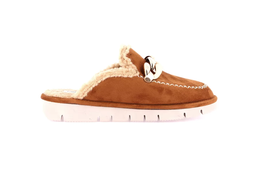 Suede slipper with chain | LOXI CI2608 - CUOIO | Grünland