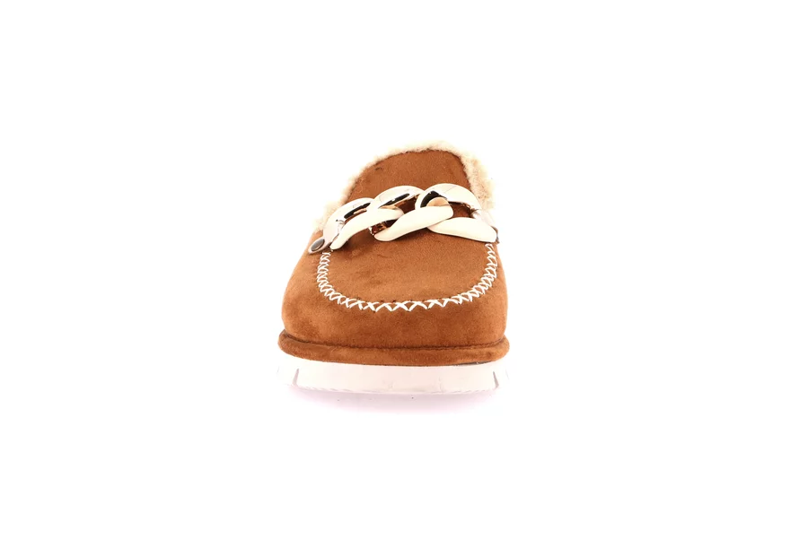 Suede slipper with chain | LOXI CI2608 - CUOIO | Grünland