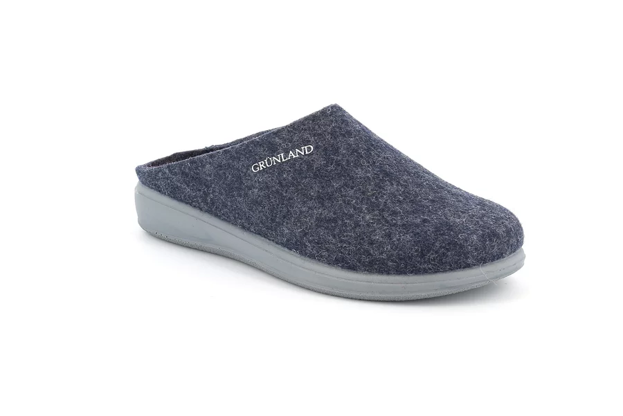 Basic slipper for women in real wool felt CI2618 - BLU-ROSSO | Grünland