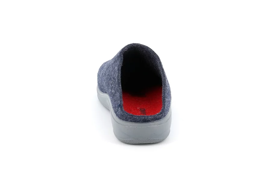 Basic slipper for women in real wool felt CI2618 - BLU-ROSSO | Grünland