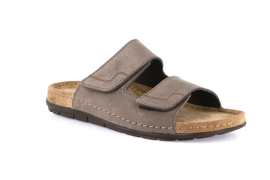 Men's double band slipper | SIRU CI2629 - TESTA DI MORO | Grünland