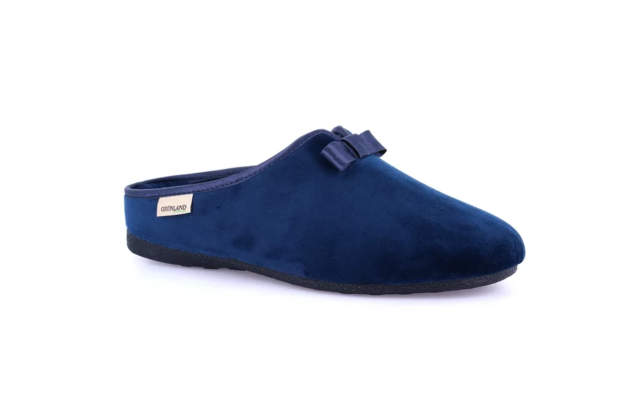 Soft velvet slipper with bow CI2637 - BLUE | Grünland