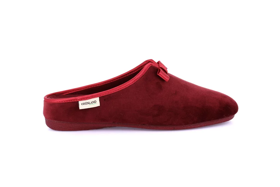 Soft velvet slipper with bow CI2637 - BORDEAUX | Grünland