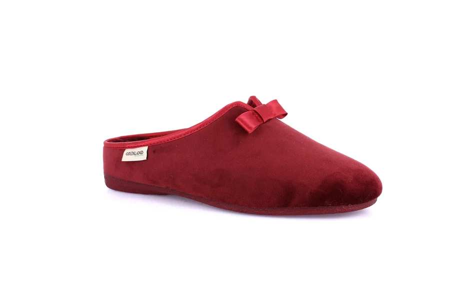 Soft velvet slipper with bow CI2637 - BORDEAUX | Grünland