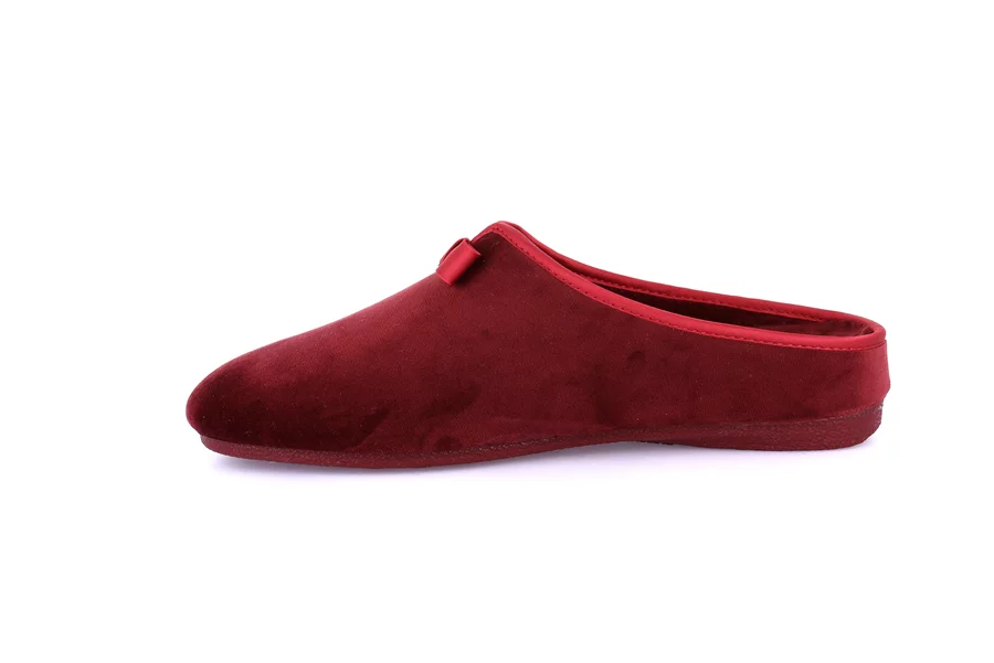 Soft velvet slipper with bow CI2637 - BORDEAUX | Grünland