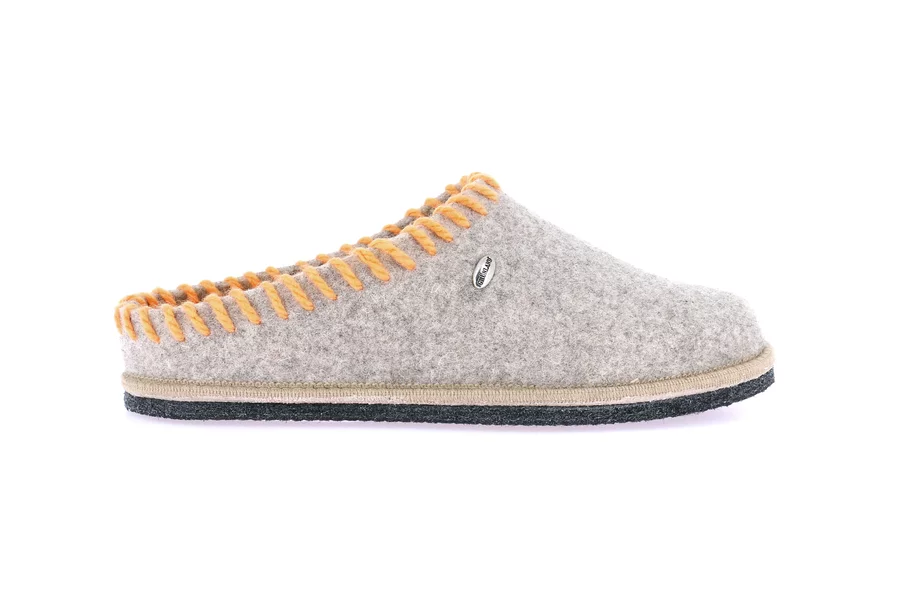 Felt slipper with contrasting threads CI2937 - SABBIA-MATTONE | Grünland